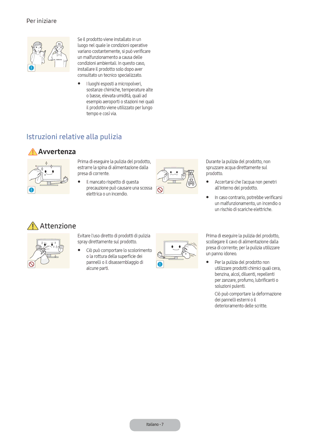 Samsung LV32F390FEIXEN, LV32F390FEWXEN, LV27F390FEIXEN manual Istruzioni relative alla pulizia, Allinterno del prodotto 