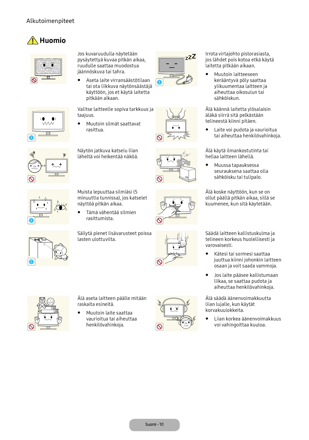 Samsung LV32F390FEXXXE manual Huomio 