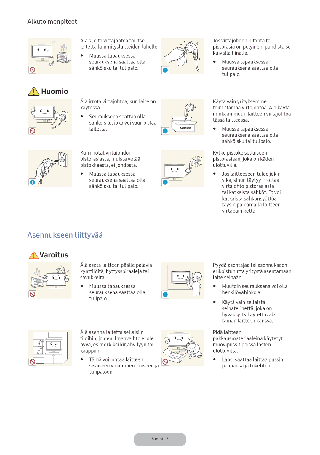 Samsung LV32F390FEXXXE manual Asennukseen liittyvää 