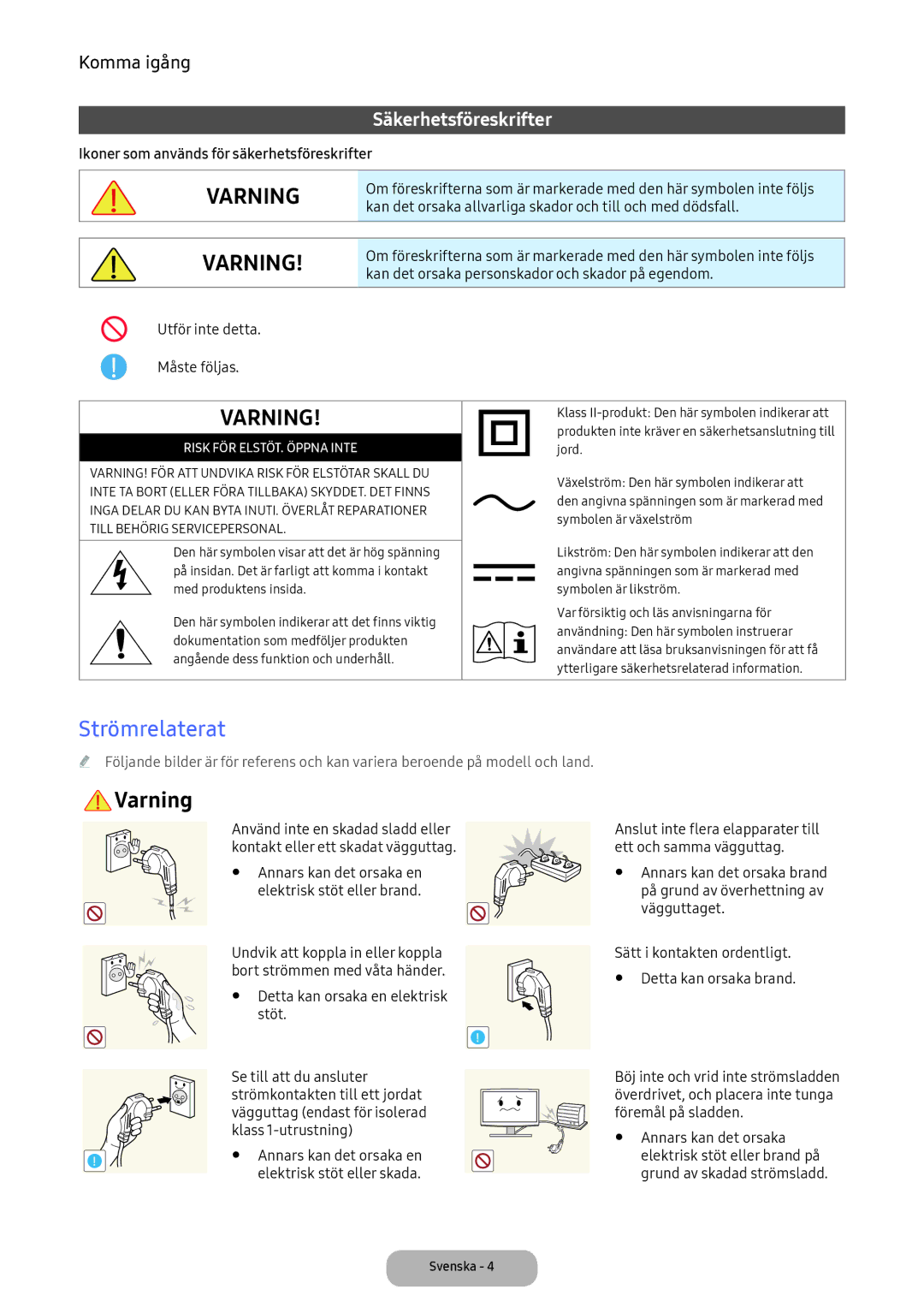 Samsung LV32F390FEXXXE manual Strömrelaterat 