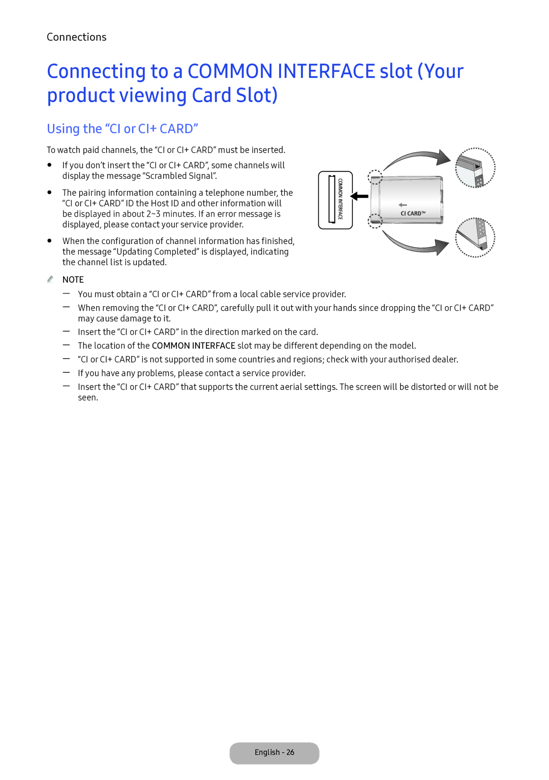 Samsung LV32F390FIXXRU manual Using the CI or CI+ Card 