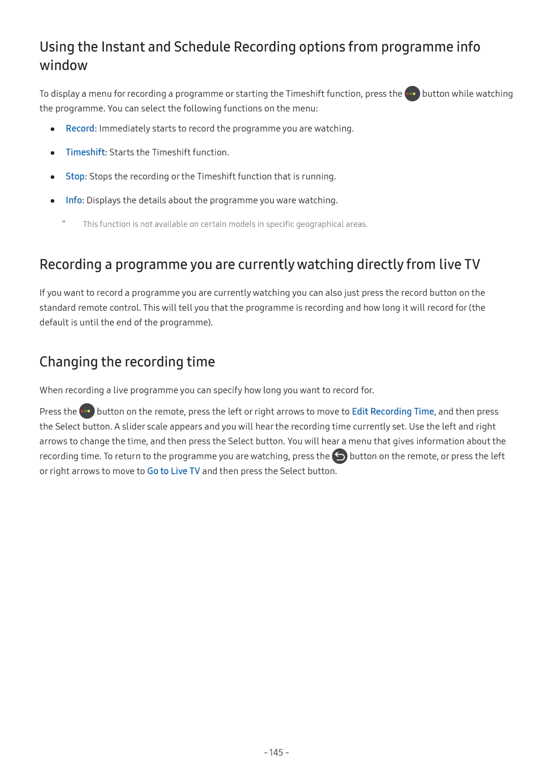 Samsung LT24H390SIXXRU, LV32F390SIXXRU, LT27H390SIXXRU manual Changing the recording time 