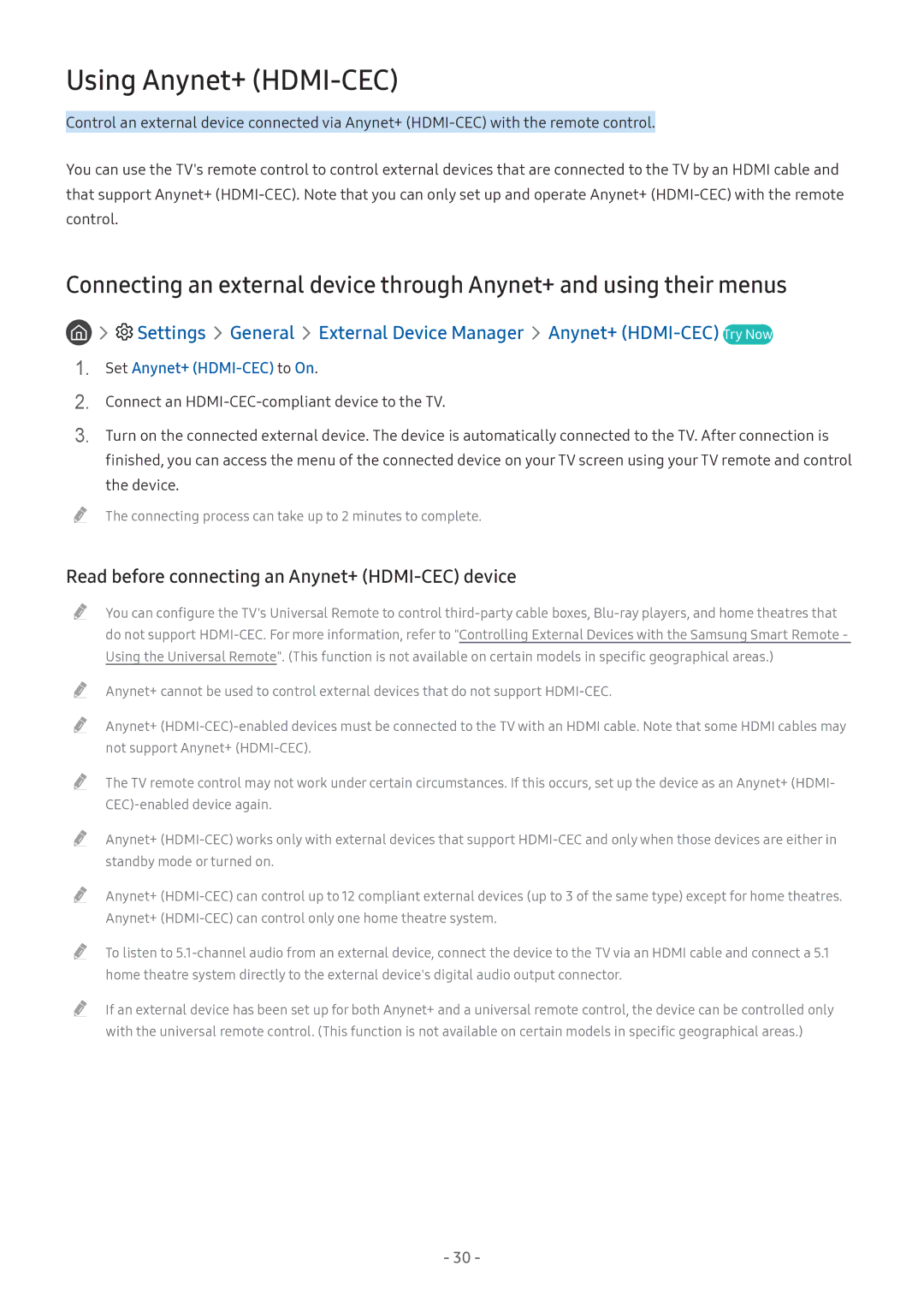 Samsung LV32F390SIXXRU, LT24H390SIXXRU manual Using Anynet+ HDMI-CEC, Read before connecting an Anynet+ HDMI-CEC device 