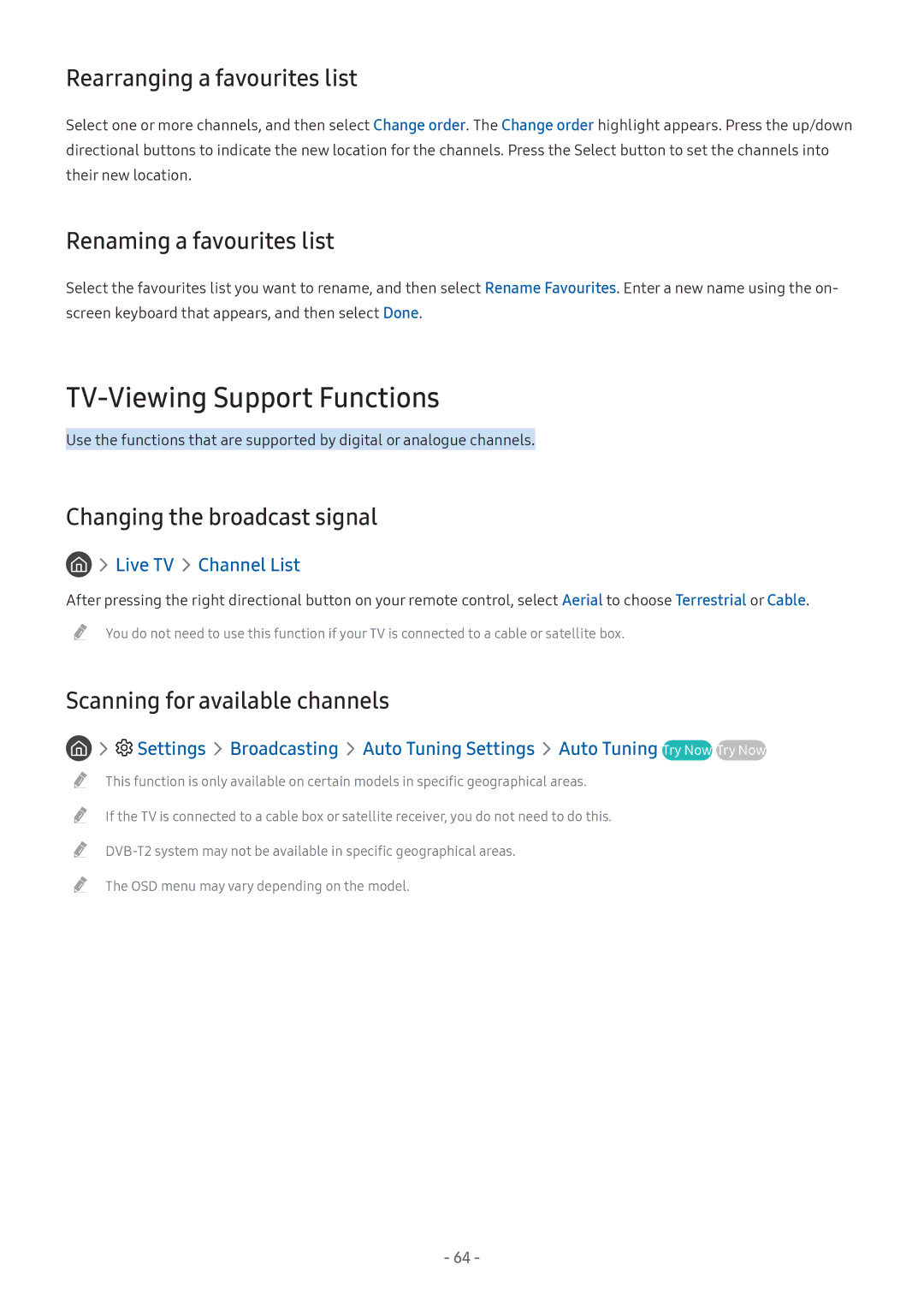 Samsung LT24H390SIXXRU manual TV-Viewing Support Functions, Rearranging a favourites list, Renaming a favourites list 