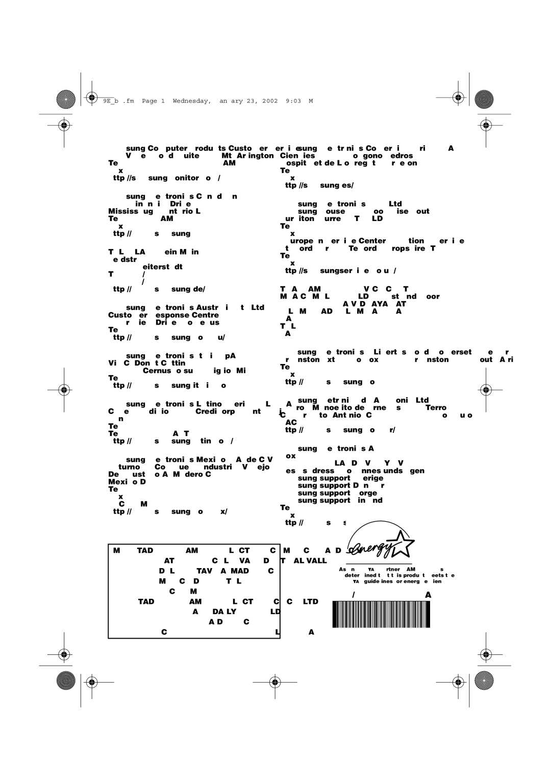 Samsung LW-15E23C, LW-17E24C user manual Printed on recyclable paper 