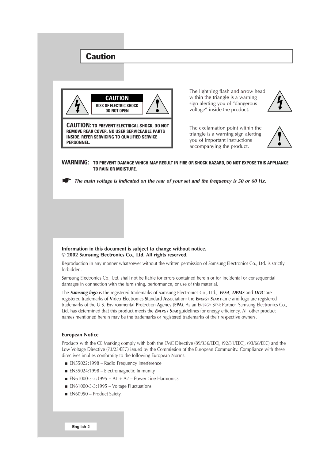 Samsung LW17E24CB, LW15E23CB manual European Notice 