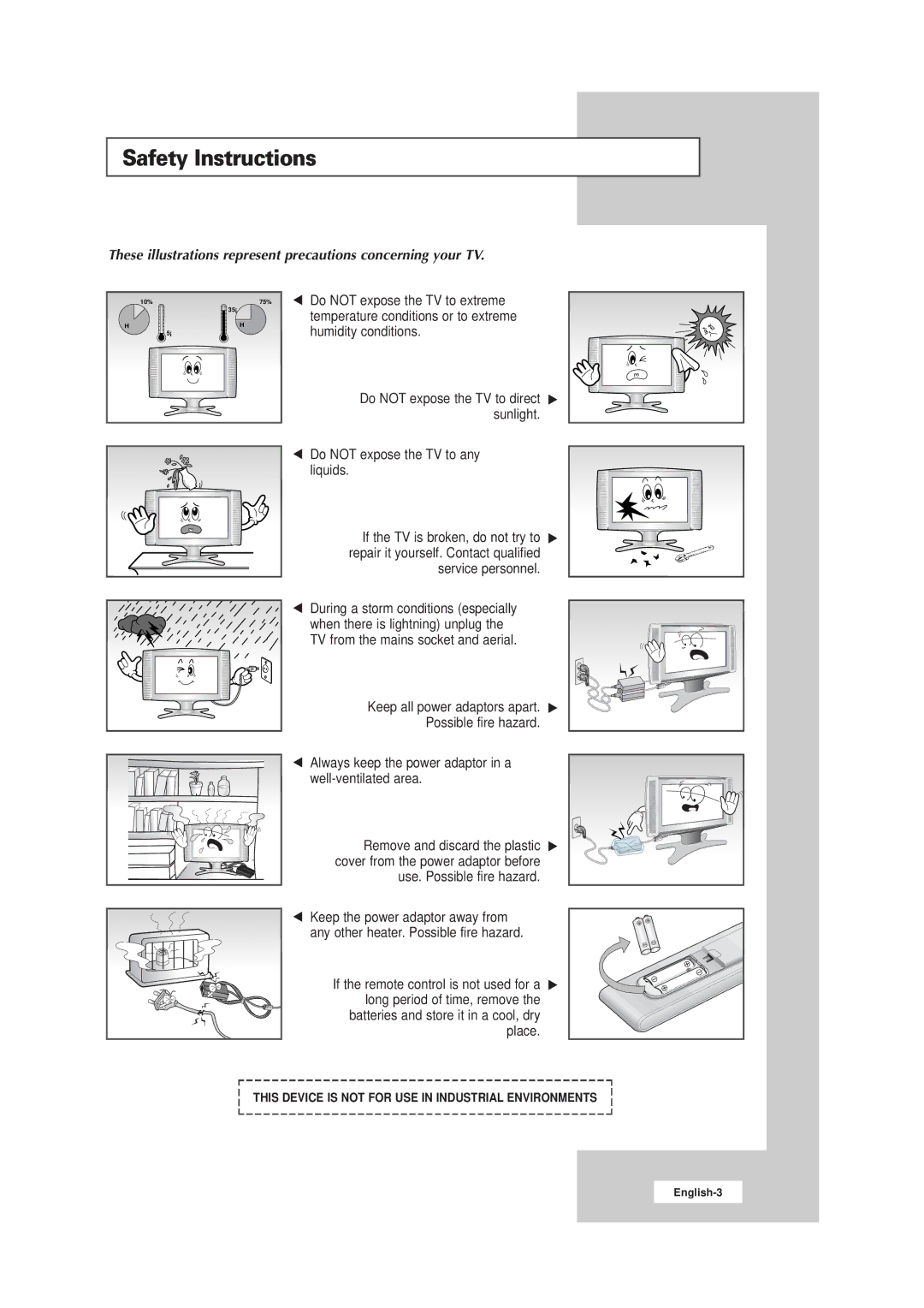 Samsung LW15E23CB, LW17E24CB manual Safety Instructions 