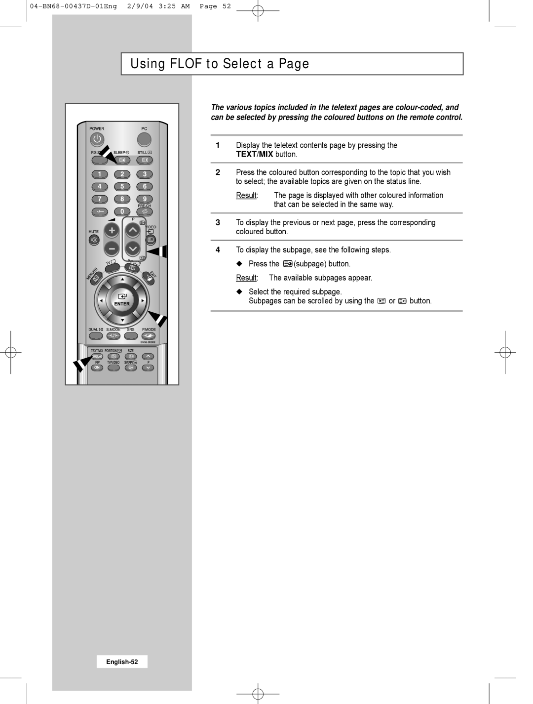 Samsung LW17N23N manual Using Flof to Select a 