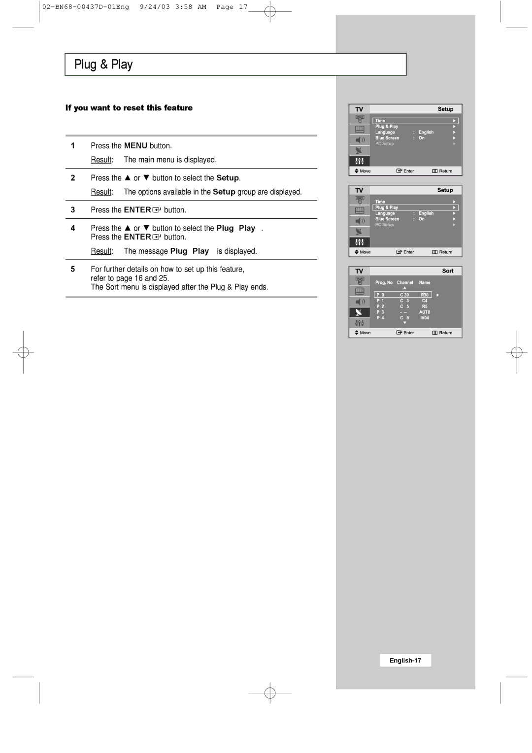 Samsung LW17N23W manual If you want to reset this feature 