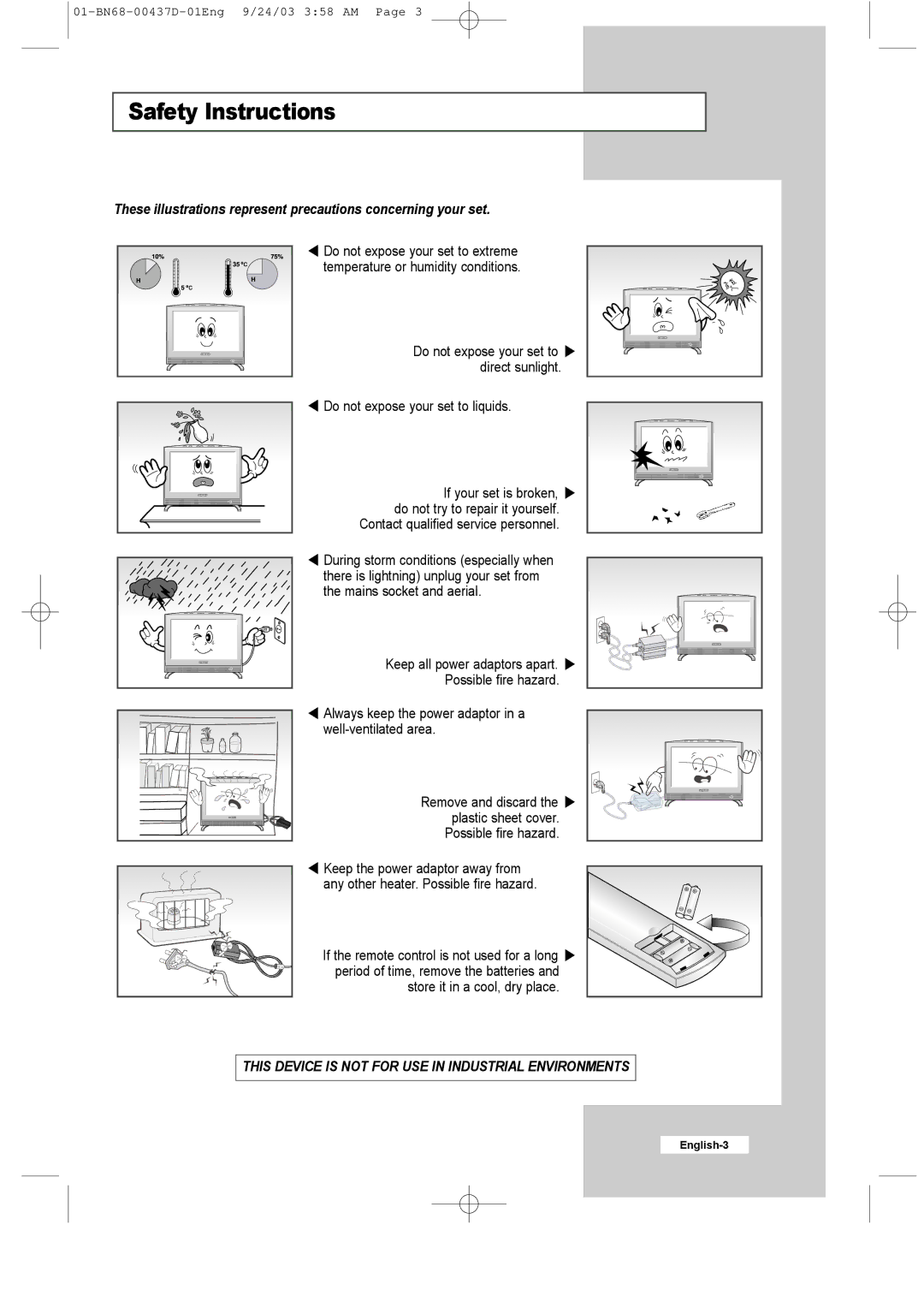 Samsung LW17N23W manual Safety Instructions, Contact qualified service personnel 