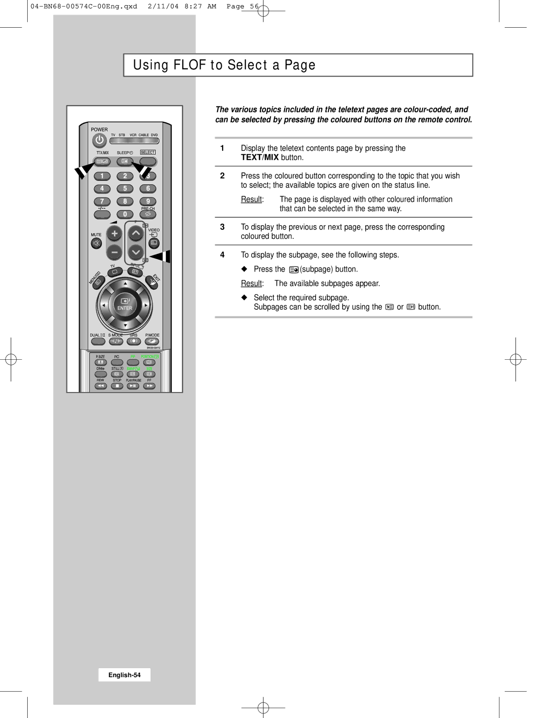 Samsung LW22N23N manual Using Flof to Select a 