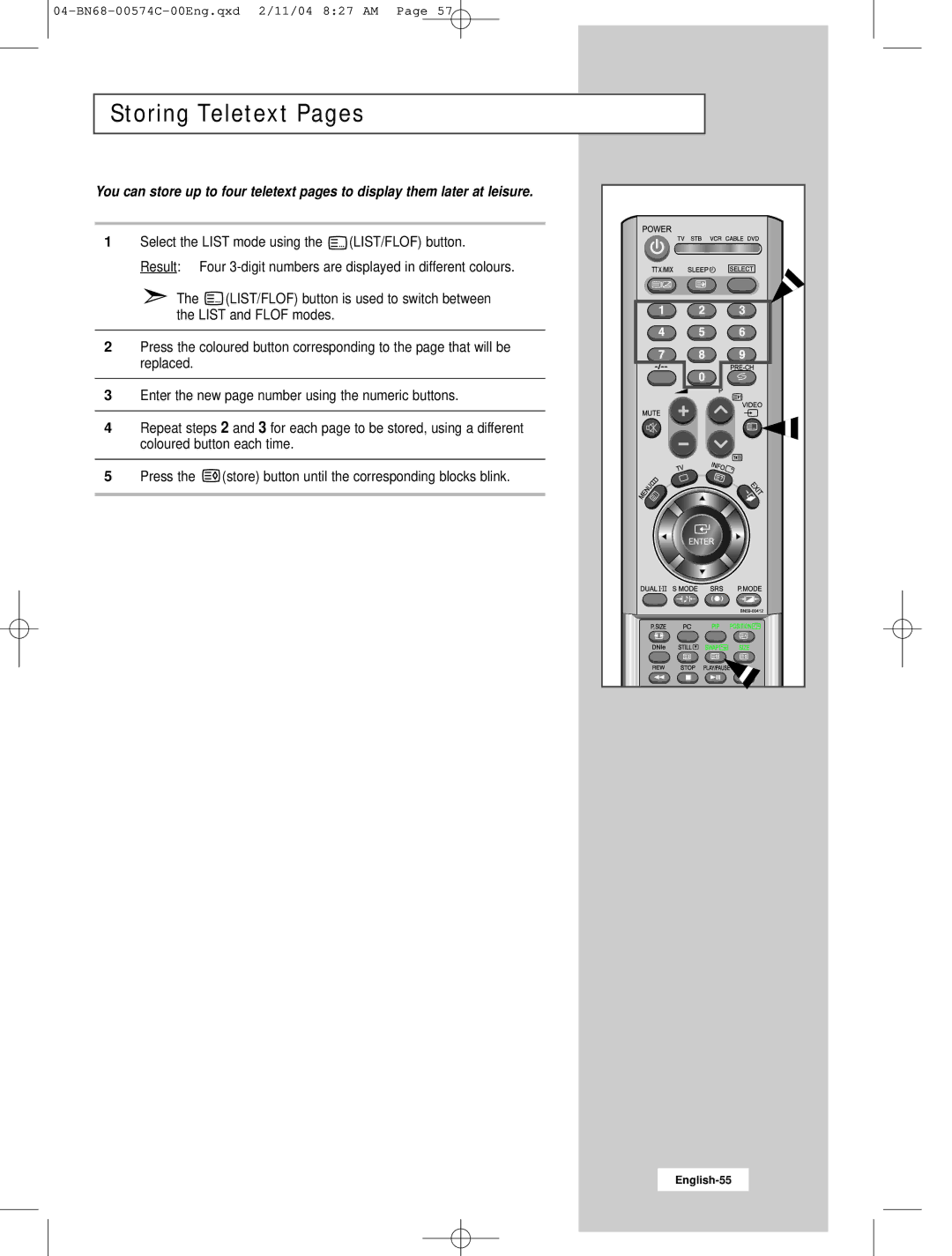 Samsung LW22N23N manual Storing Teletext Pages 