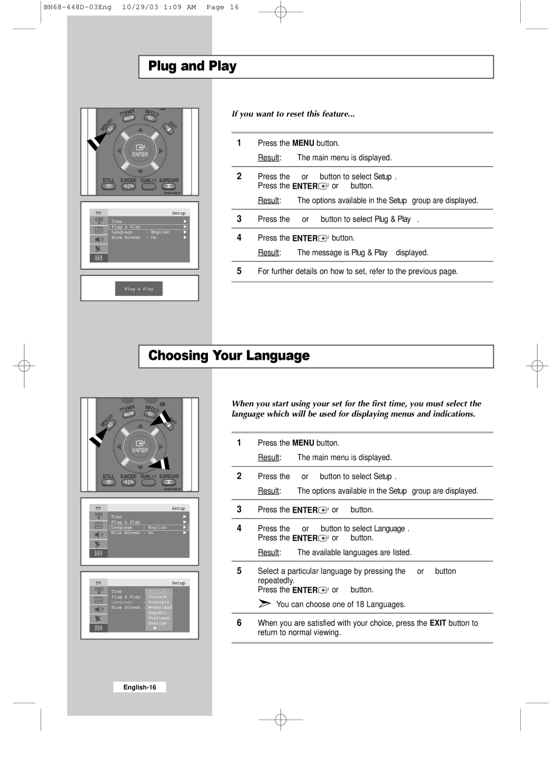 Samsung LW40A23W, LW32A23W manual Choosing Your Language, If you want to reset this feature 