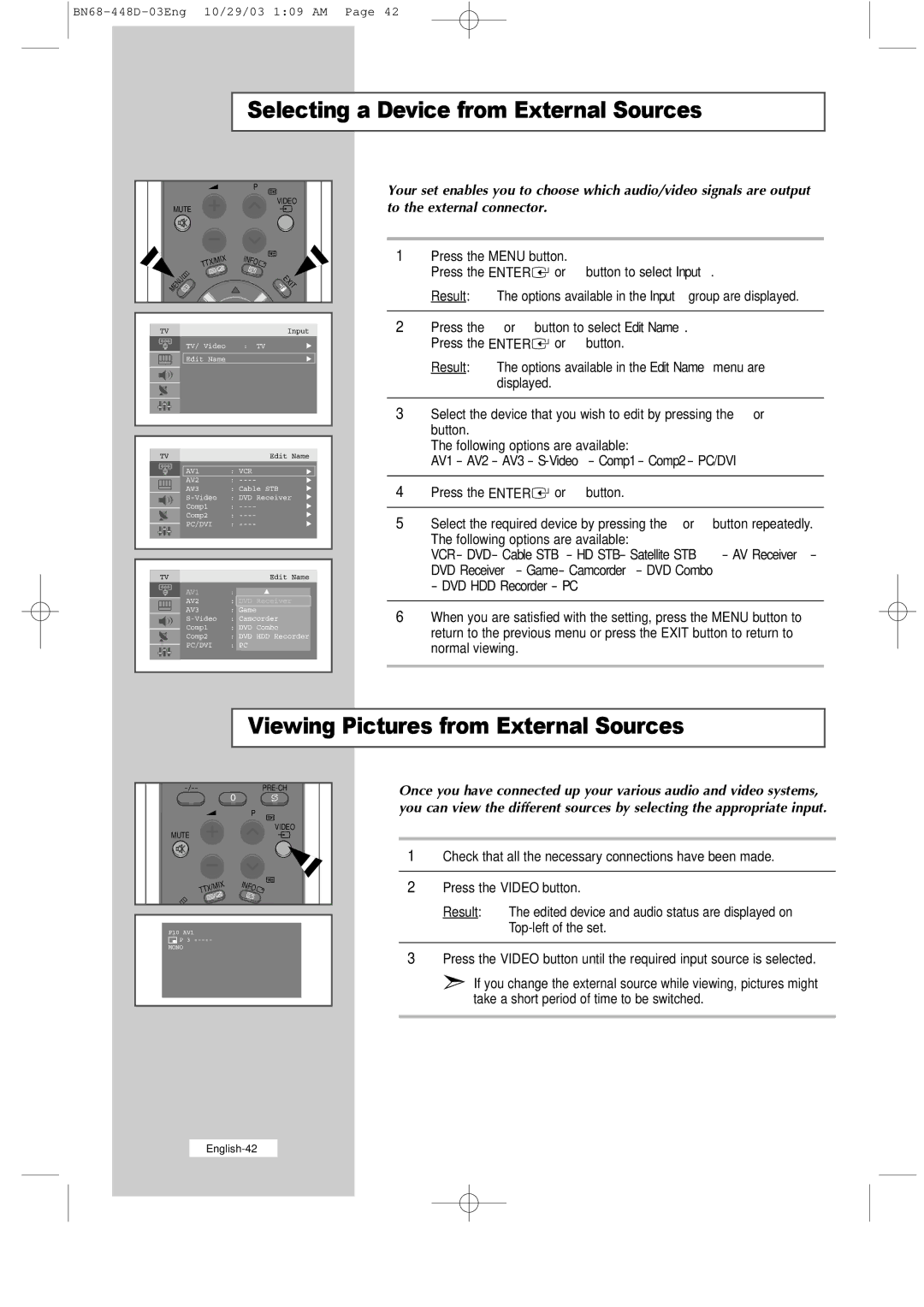 Samsung LW40A23W, LW32A23W manual Selecting a Device from External Sources, Viewing Pictures from External Sources 