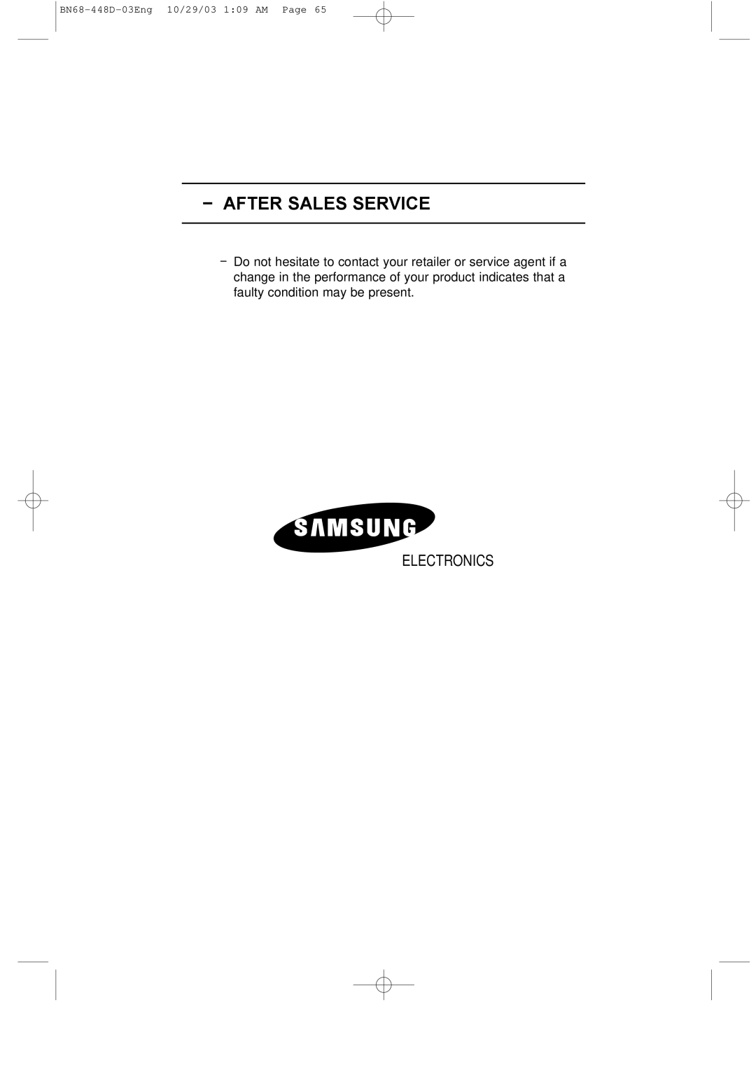 Samsung LW32A23W, LW40A23W manual After Sales Service 