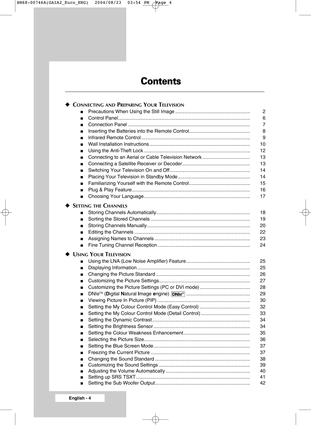 Samsung LW46G15W manual Contents 