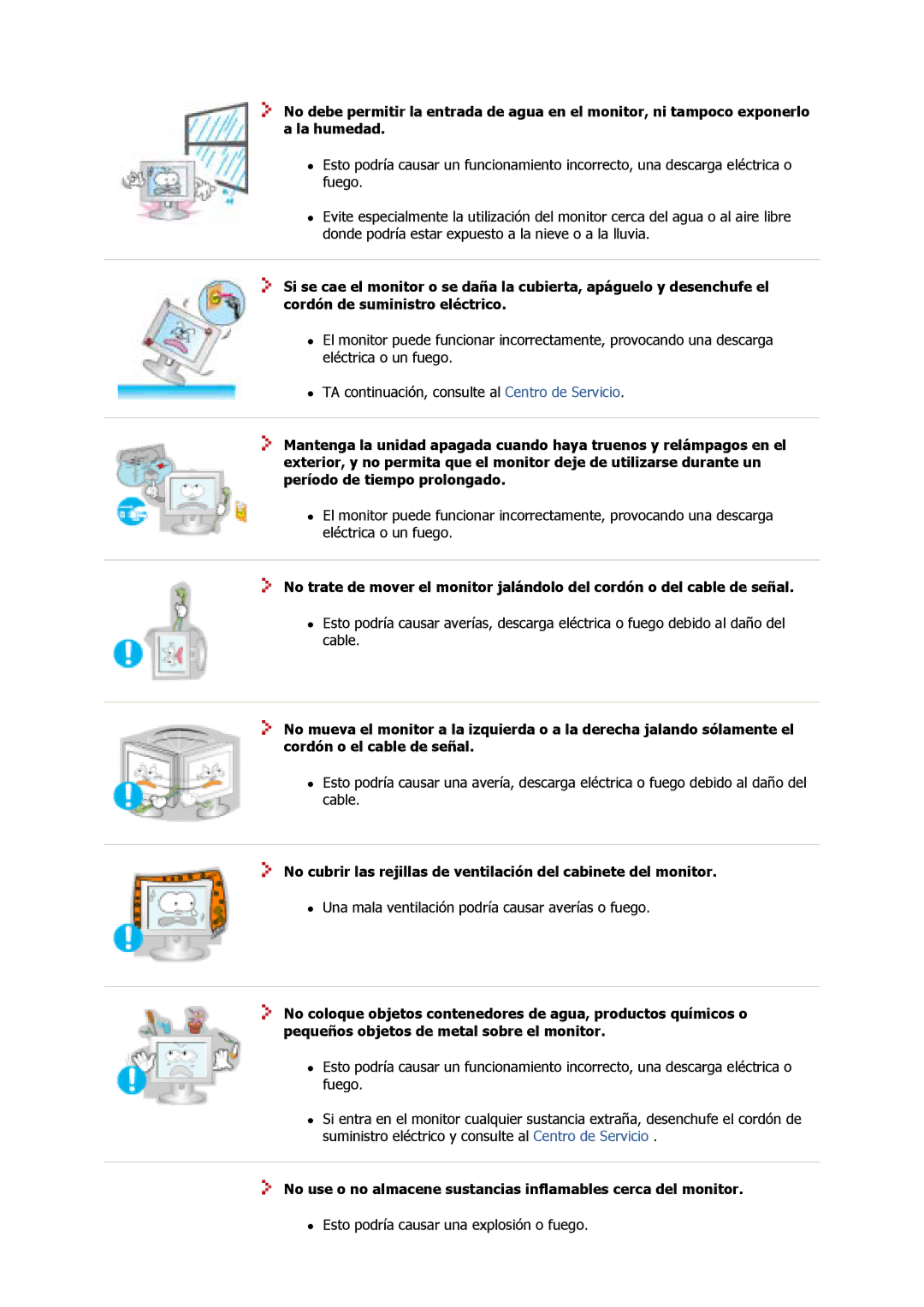 Samsung 910V, 910M, 710M, 712V manual Una mala ventilación podría causar averías o fuego 