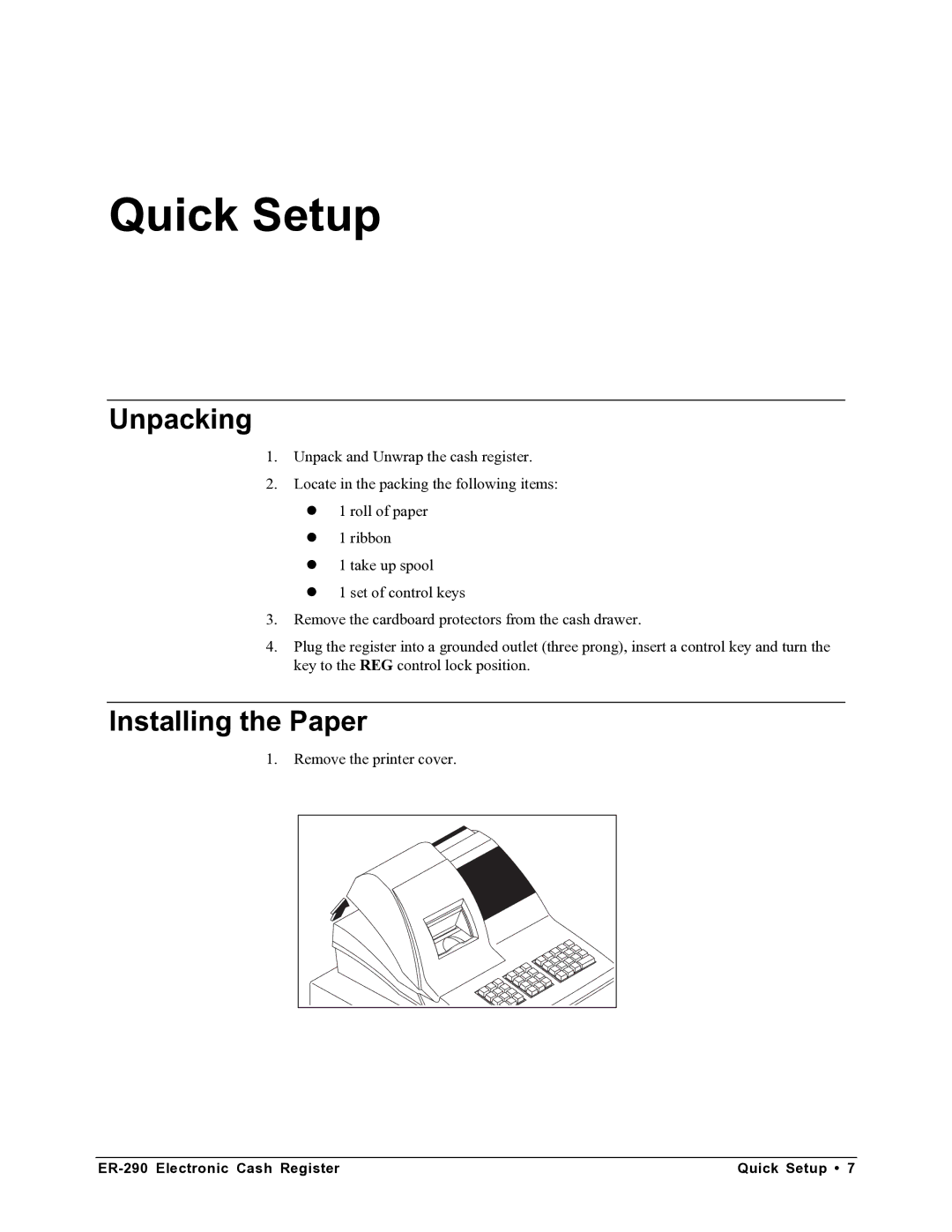 Samsung M-ER290 specifications Unpacking, Installing the Paper 