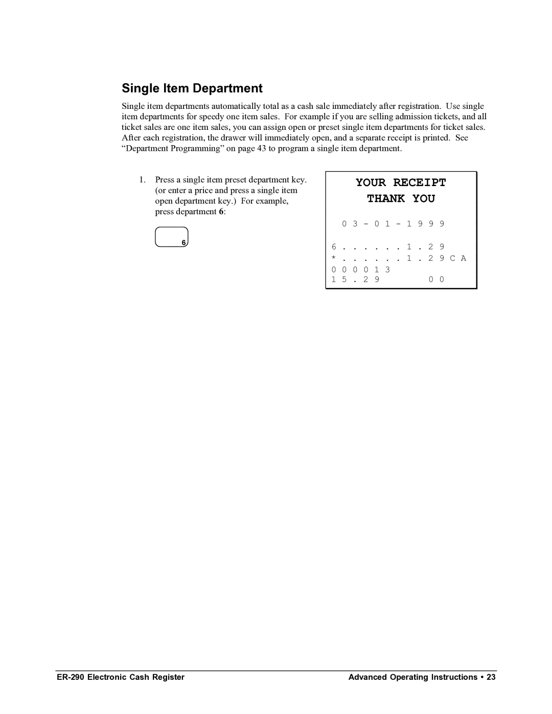 Samsung M-ER290 specifications Single Item Department 