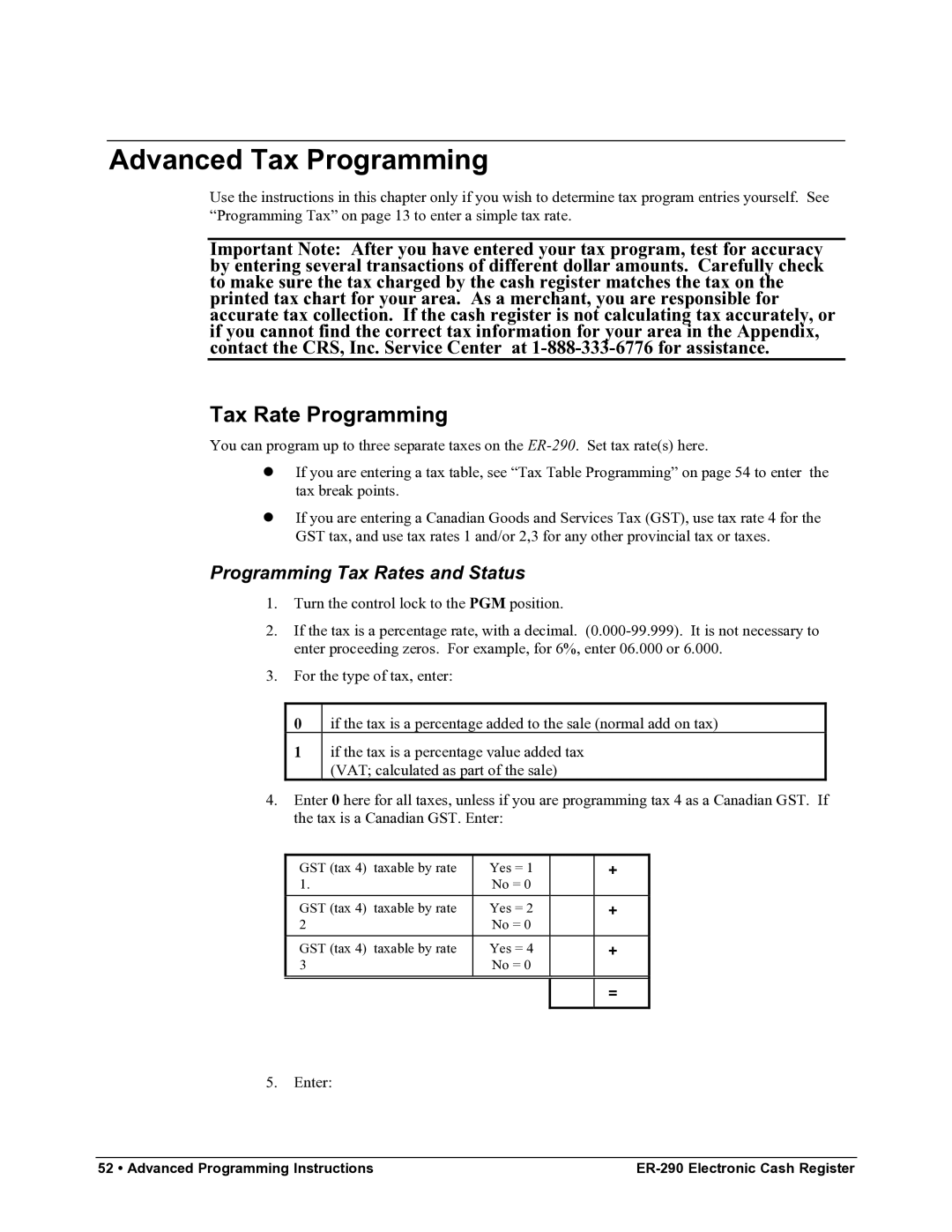 Samsung M-ER290 specifications Advanced Tax Programming, Tax Rate Programming, Programming Tax Rates and Status 