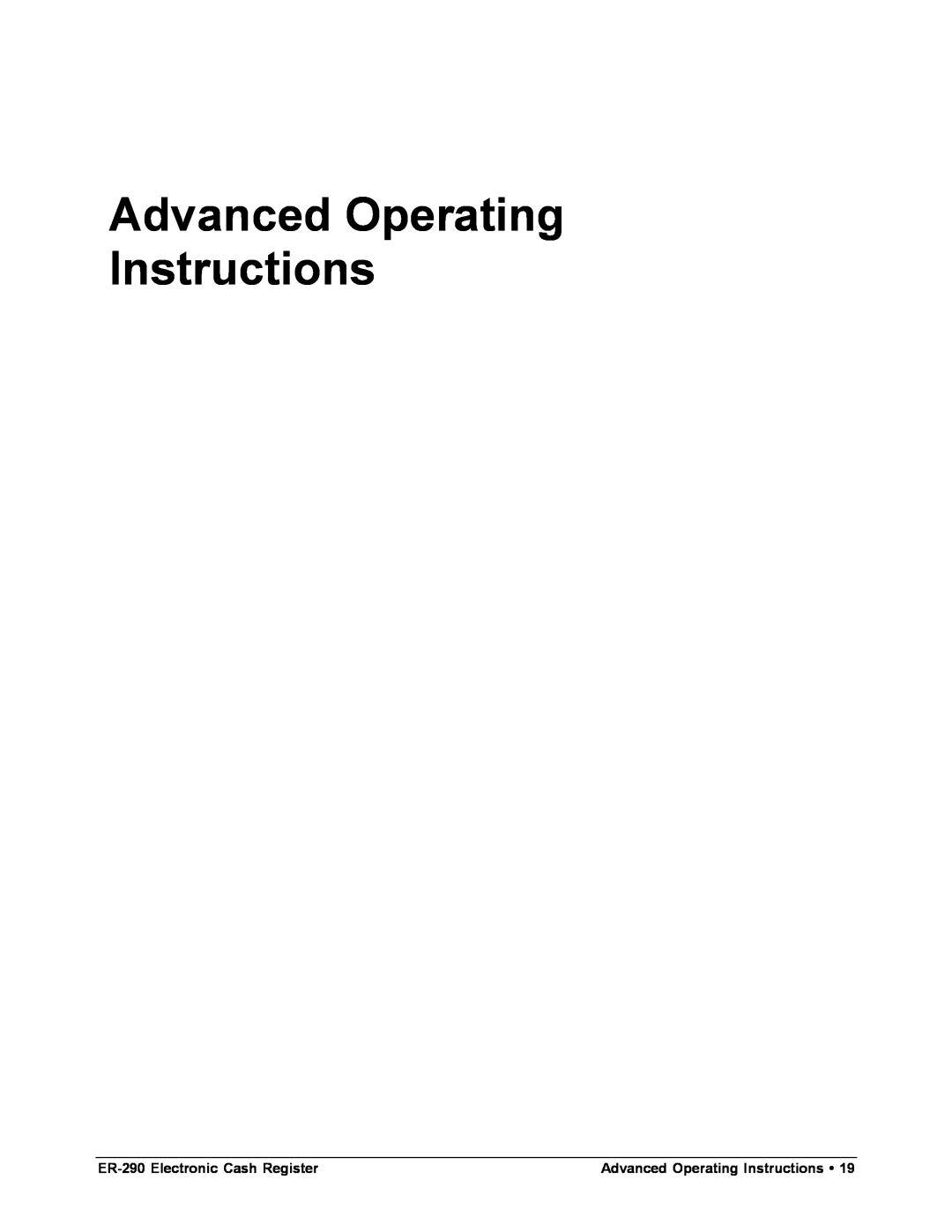 Samsung M-ER290 specifications Advanced Operating Instructions, ER-290 Electronic Cash Register 