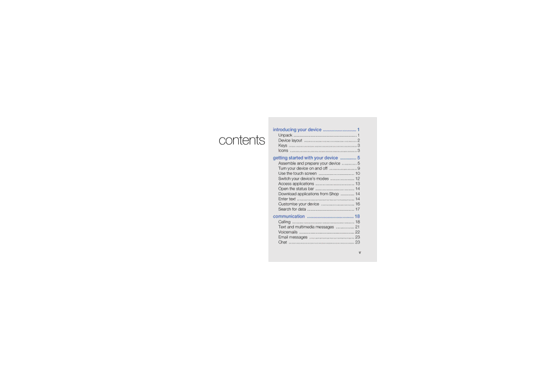 Samsung M1 user manual Contents 