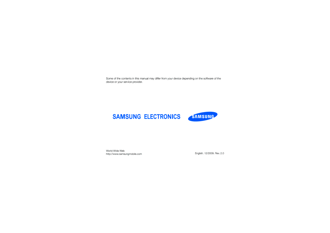 Samsung M1 user manual English /2009. Rev 