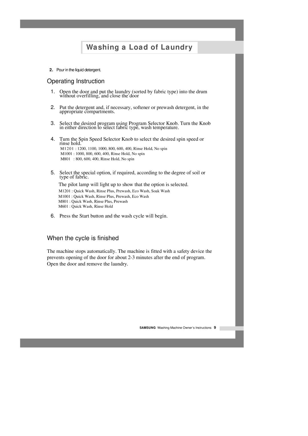 Samsung M1001GW1/YLW, M1001GW/XEG, M1201GW/XEG, M801EW/YNQ, M1001GWE/YLR, M1001GW/YLP, M1201GW1/YLW manual Operating Instruction 