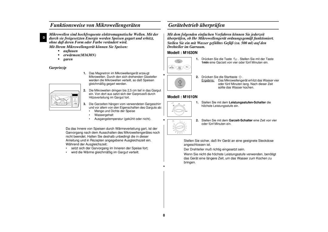 Samsung M1610N/XET, M1610N/ERP, M1610N/LIB, M1610N/XEH manual Hitzeverteilung im Gargut fort 