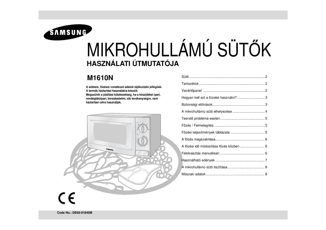 Samsung M1610N/XET, M1610N/XEG, M1610N/ERP, M1610N/LIB, M1610N/XEH manual Microwave Ovev 