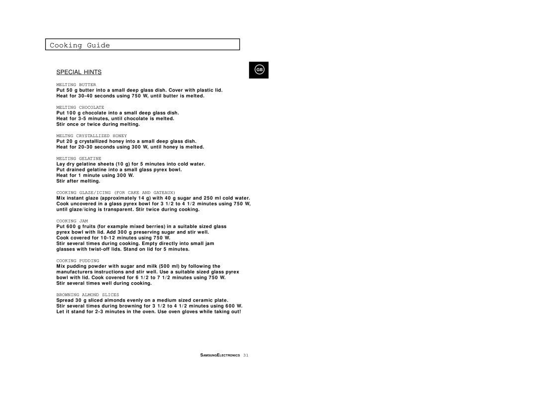 Samsung M1638/LIB, M1618/EUR, M1618/NSI, M1618R/BWT, M1618/XEH, M1638/SAM manual Special Hints 