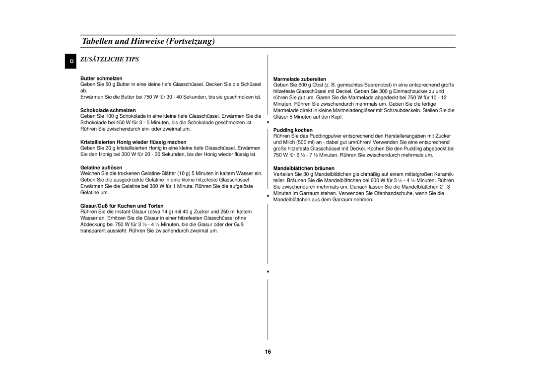 Samsung M1618N/XEG manual Zusätzliche Tips 