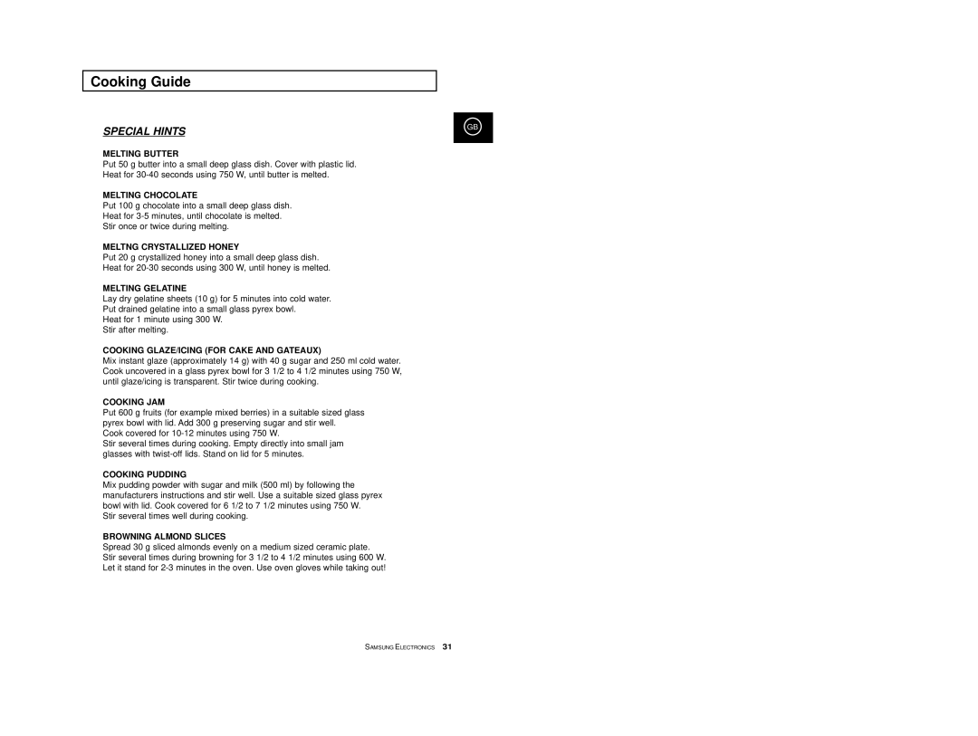 Samsung M1618-U/XEG, M1618/XEG manual Special Hints 