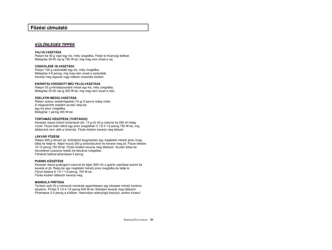 Samsung M1618/XEH manual Különleges Tippek 