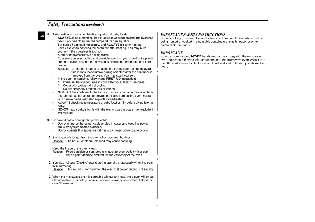 Samsung M1630N, M1610N technical specifications Safety Precautions, Important Safety Instructions 