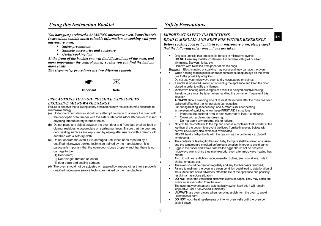 Samsung M1711N/ELE, M1711N/BOL manual Using this Instruction Booklet, Safety Precautions, Important Note 