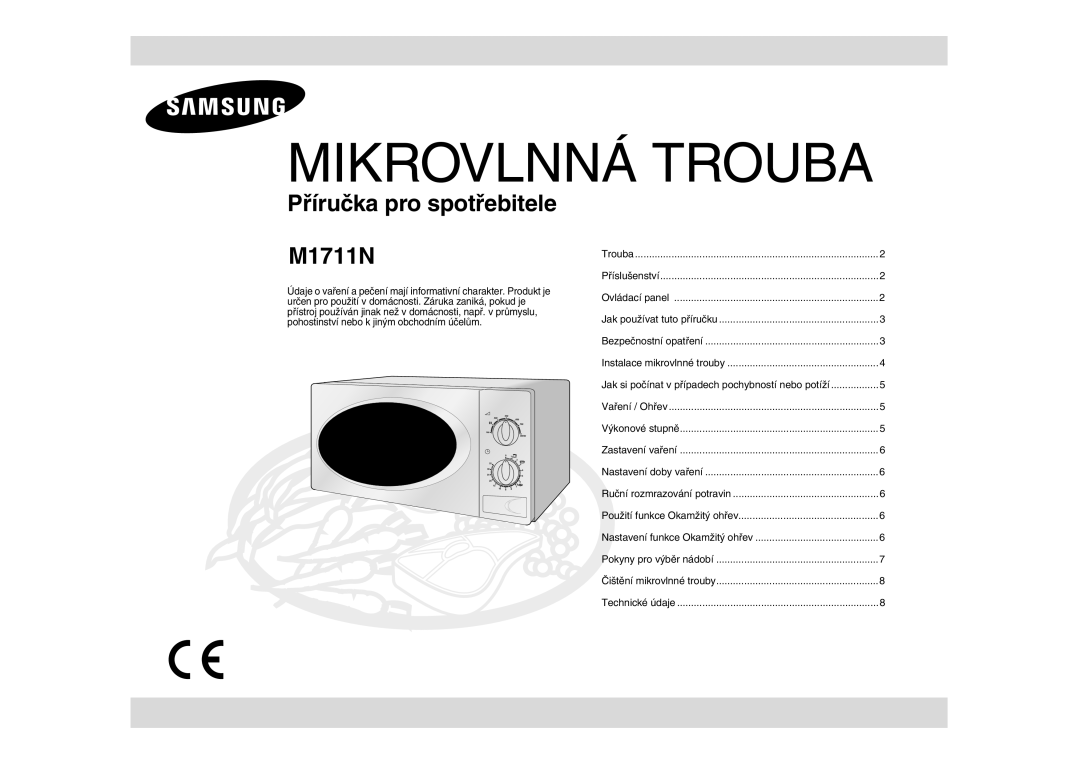 Samsung M1711N/XEH manual Mikrovlnná Trouba 