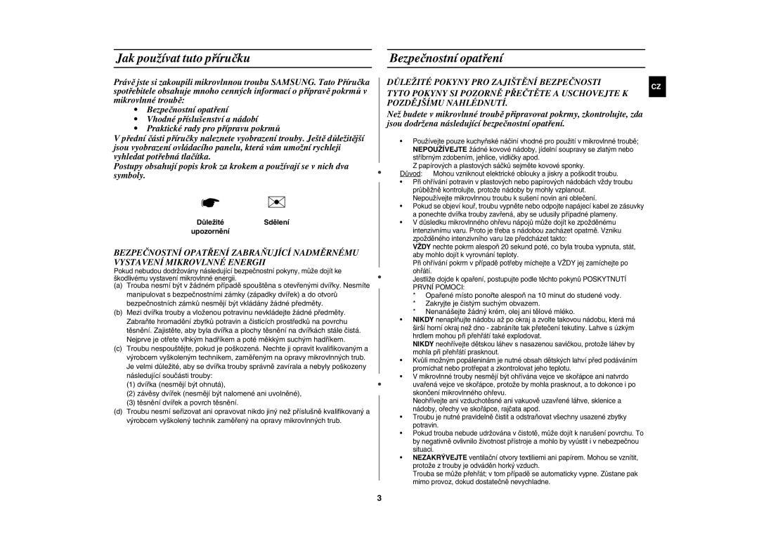 Samsung M1711N/XEH manual Jak používat tuto příručku, Bezpečnostní opatření, DůležitéSdělení upozornění 