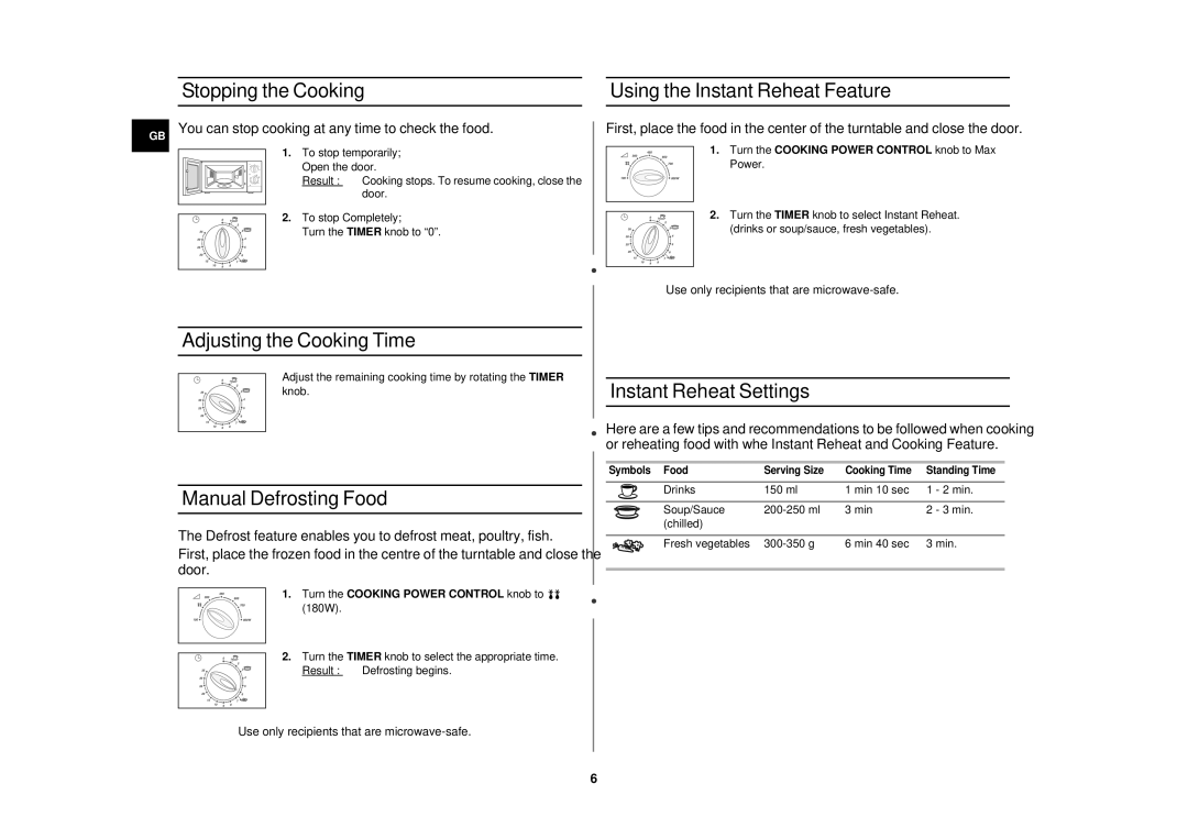 Samsung M1712N/BOL, M1712N/ALB manual Stopping the Cooking Using the Instant Reheat Feature, Adjusting the Cooking Time 