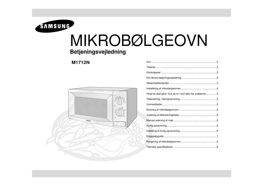 Samsung M1712N/XEG, M1712N-C/XEG, M1712N/XEE, M1712N-S/XEE manual Betjeningsvejledning 