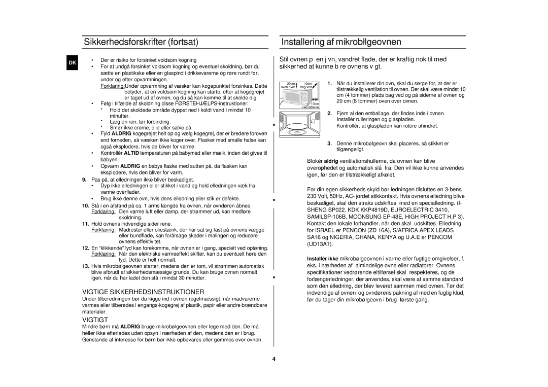 Samsung M1712N-S/XEE, M1712N/XEG, M1712N-C/XEG, M1712N/XEE manual Vigtige Sikkerhedsinstruktioner, Vigtigt 