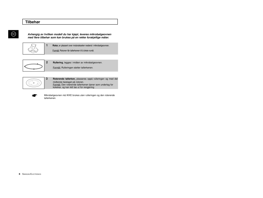 Samsung M1713/NSI, M1733/NSI manual Tilbehør 