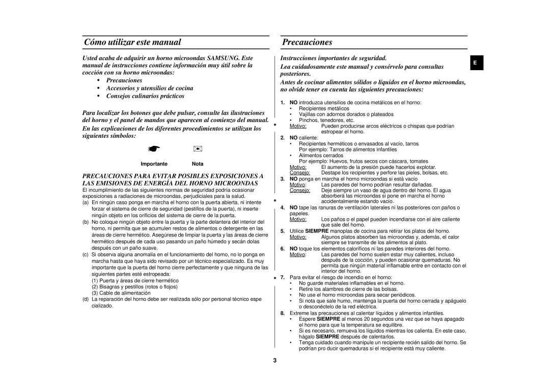 Samsung M1713N/XEC Cómo utilizar este manual, Precauciones, ImportanteNota 