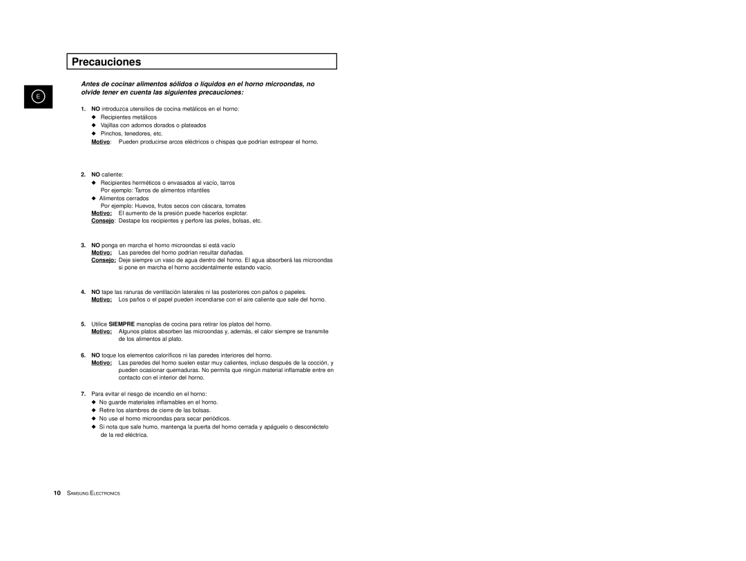 Samsung M1713/XEC manual Precauciones 