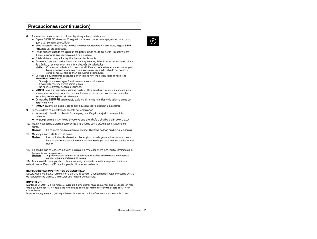 Samsung M1713/XEC manual Precauciones continuación, Que la temperatura se equilibre 