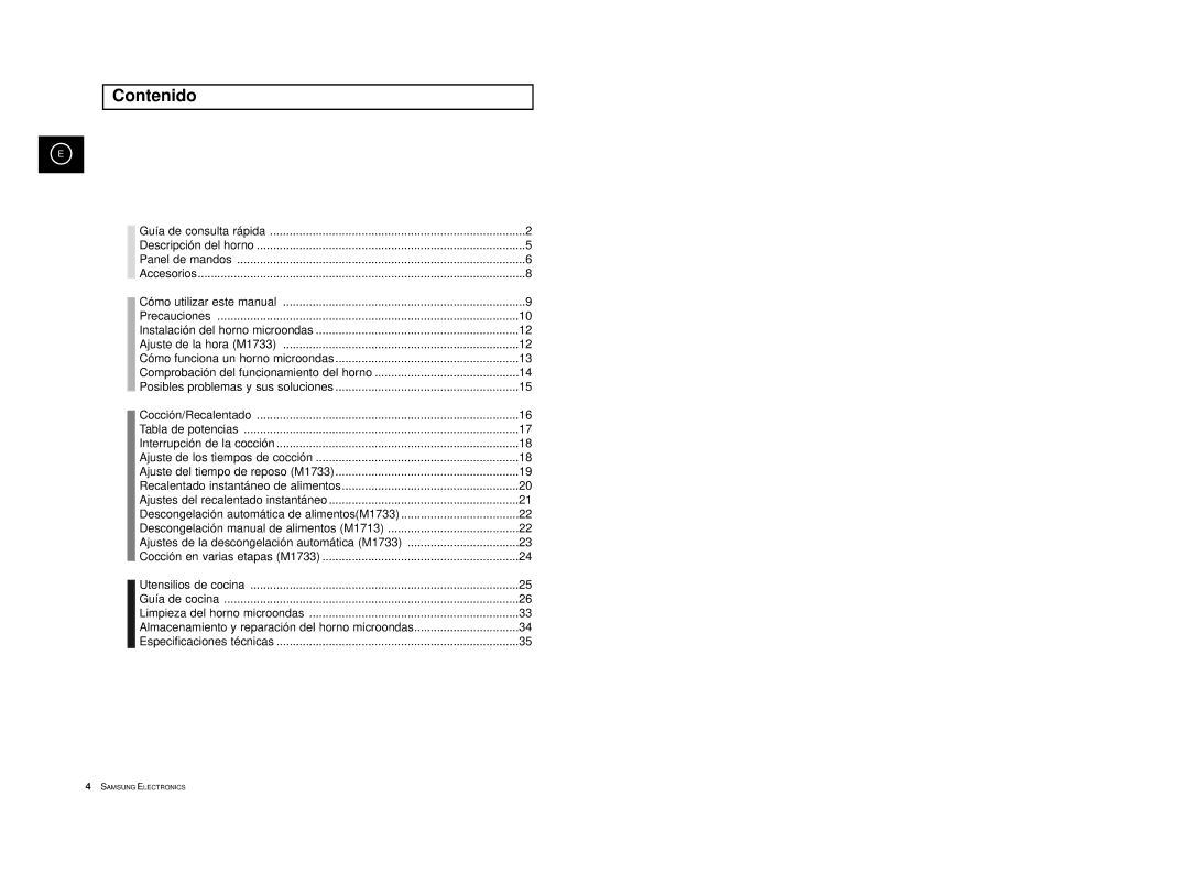 Samsung M1713/XEC manual Contenido 