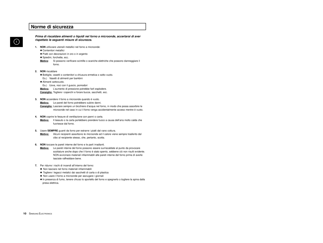 Samsung M1713/XET manual Norme di sicurezza, Motivo 