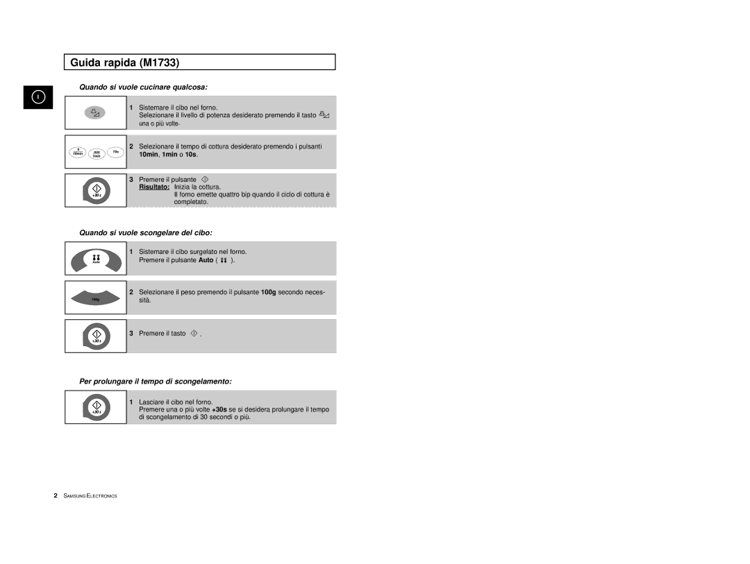 Samsung M1713/XET manual Guida rapida M1733, 10min, 1min o 10s 