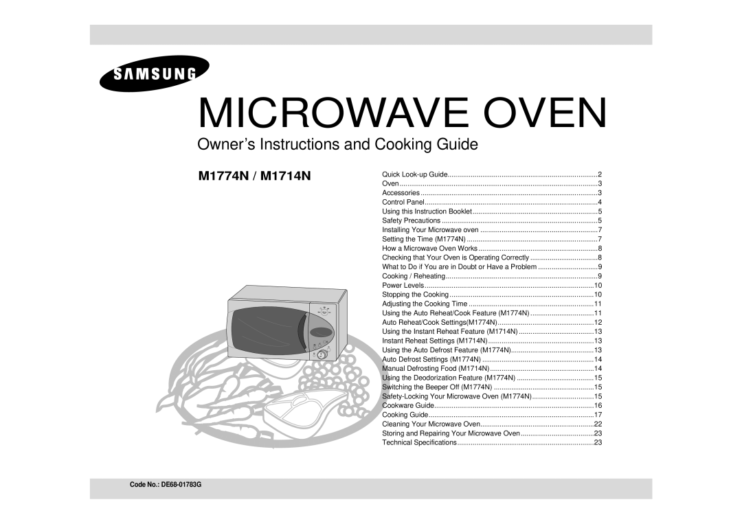 Samsung M1714N/BOL manual Microwave Oven 