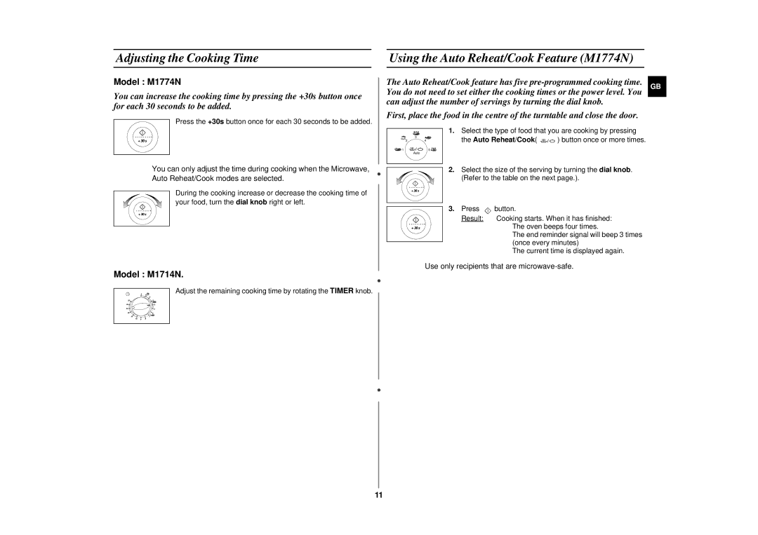 Samsung M1714N/BOL manual Auto Reheat/Cook 